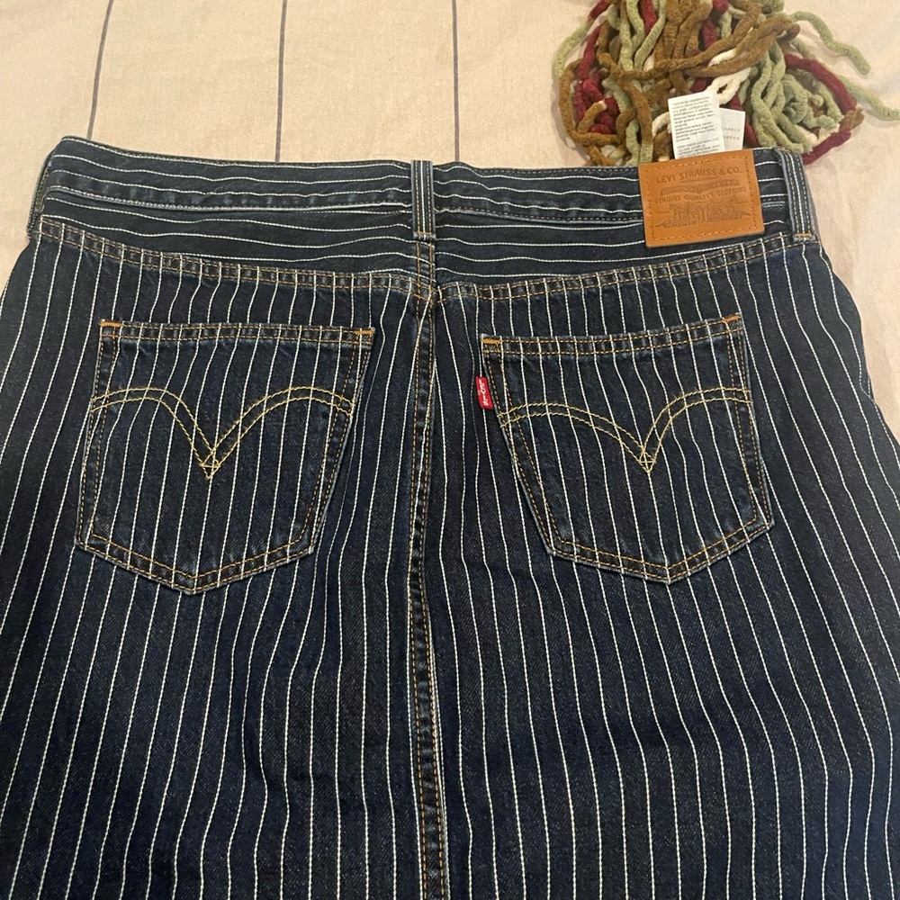 Levi's Blue Pinstripe Denim Skirt